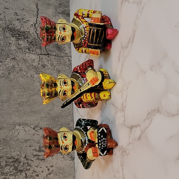 Vintage Other - Vintage Rajasthani wooden musicians Babla set of 3 folk art